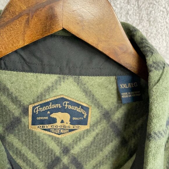 NEW Freedom Foundry Men's  XXL Green Plaid Grizzly Flex Fleece Shirt Stretch - Picture 6 of 10